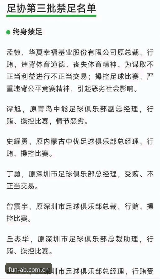 足协禁足名单vs行业自律：65名足球从业者的警示与AB娱乐平台的赛事新视角
